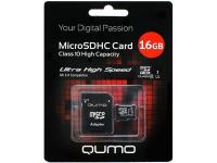 MicroSDHC 16Gb Qumo Class 10 UHS-1 с адаптером SD