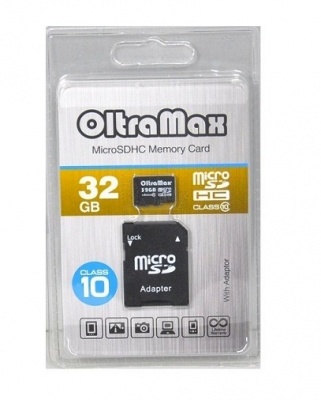 MicroSDHC 32GB OltraMax Class10 c адаптером SD